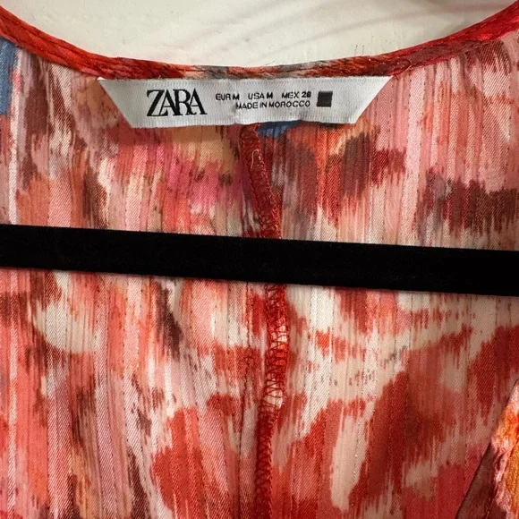 Zara Metallic Thread Floral Boho Chiffon Dress - Picture 5 of 5